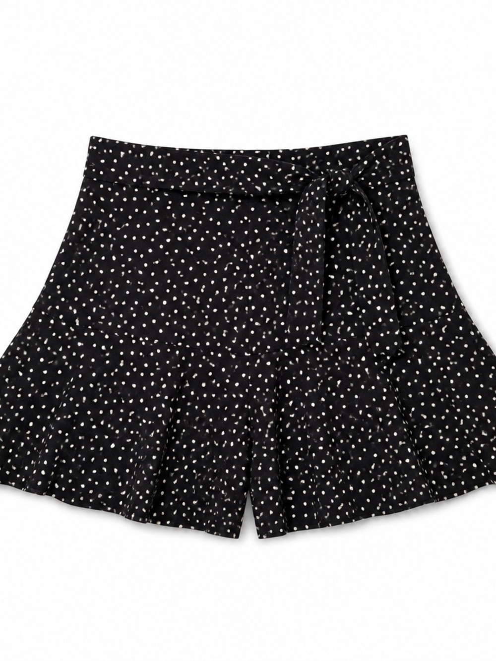 Zara Women's Skort Size M Black & White Polka Dot Skirt Shorts Belt Side Zip